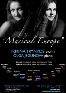 Poster - _Musical Europe_ at Princess Alexandra Hall